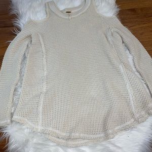 Free People Waffle Knit Shoulder Cut Out